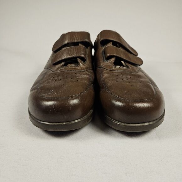 SAS VTO EZ Strap Leather Walking Shoe Mens 12.5E WIDE Brown Hook & Loop Diabetic - Picture 2 of 16